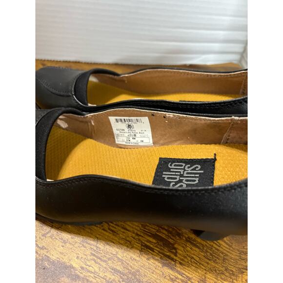 Slip Grips sz 6w women black chunky block heel pumps 1017 - Picture 6 of 9